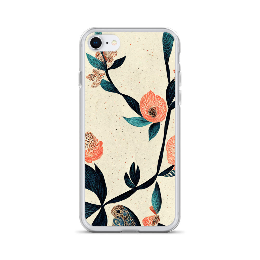 iPhone Case - Paisley Flowers on Speckled Ivory