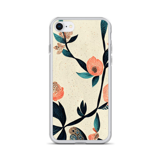 iPhone Case - Pink Floral on Speckled Ivory
