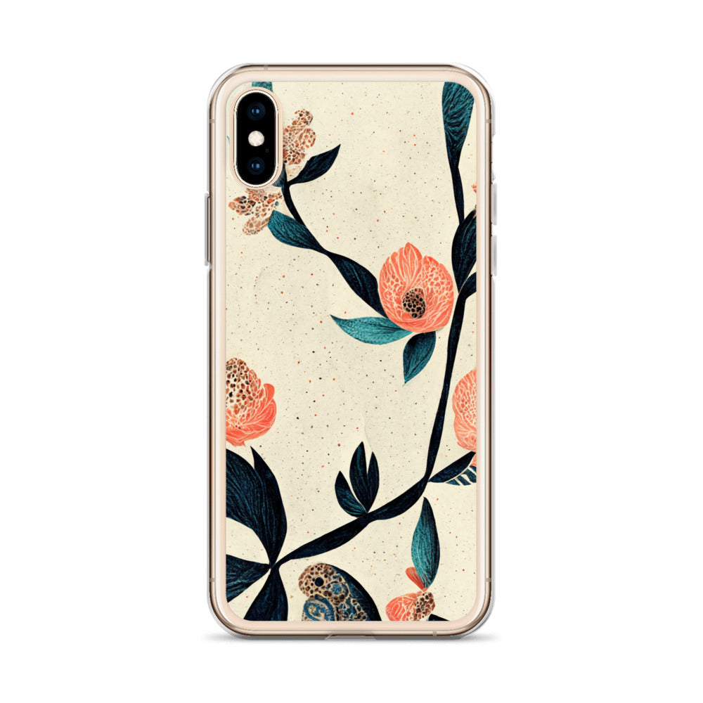 iPhone Case - Paisley Flowers on Speckled Ivory