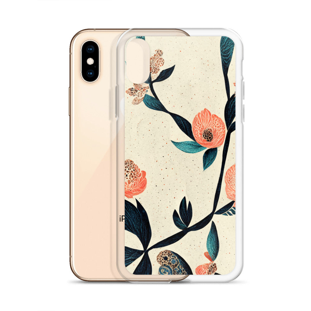 iPhone Case - Paisley Flowers on Speckled Ivory