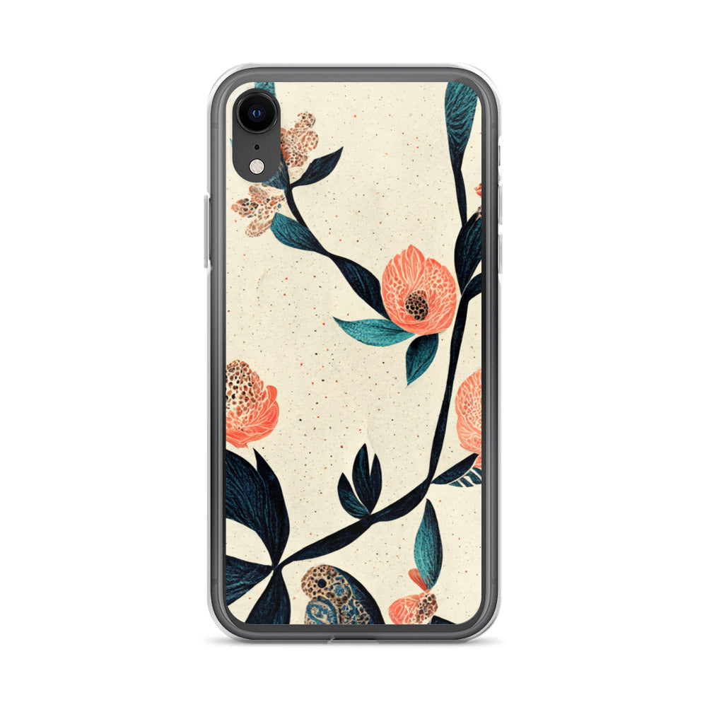iPhone Case - Paisley Flowers on Speckled Ivory