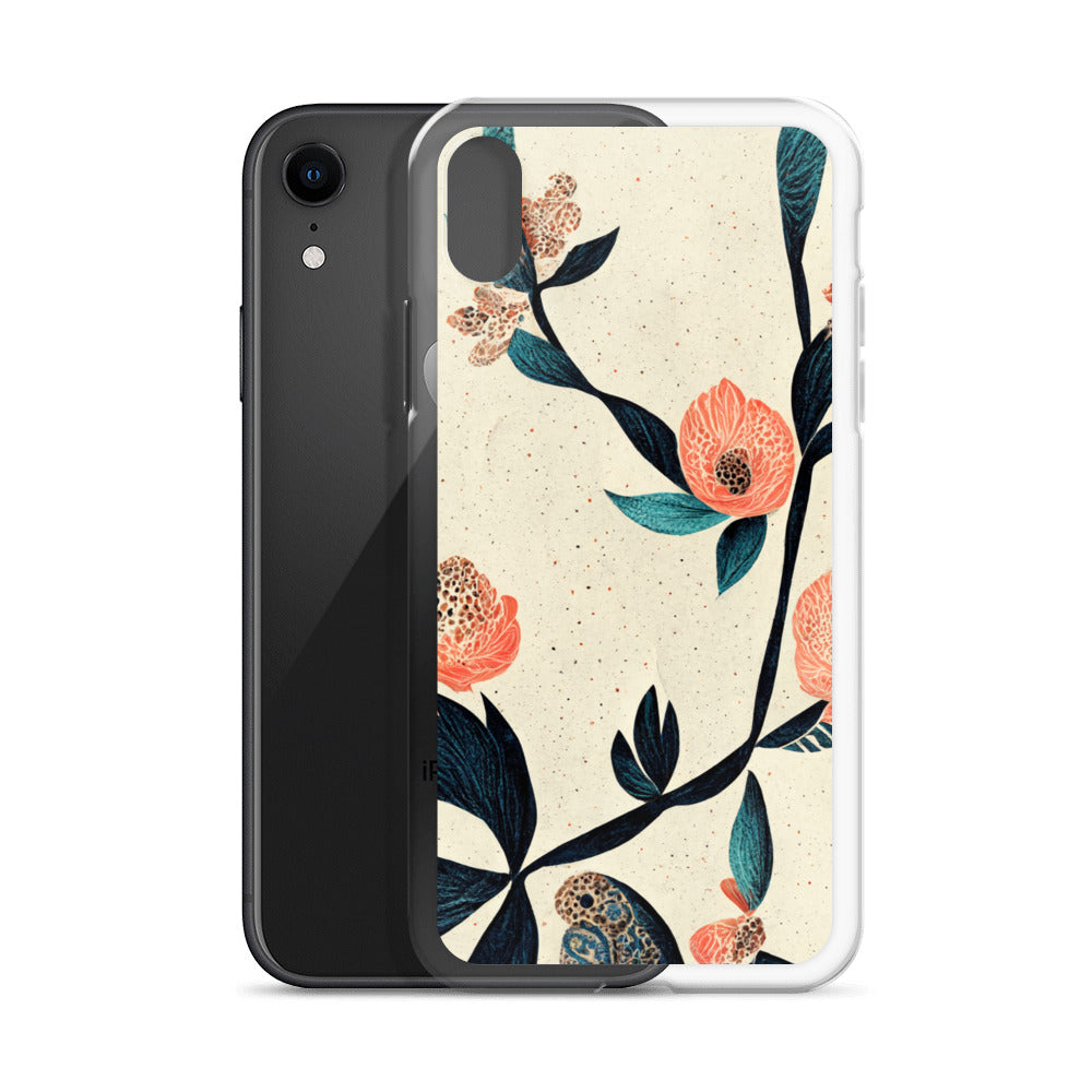 iPhone Case - Paisley Flowers on Speckled Ivory