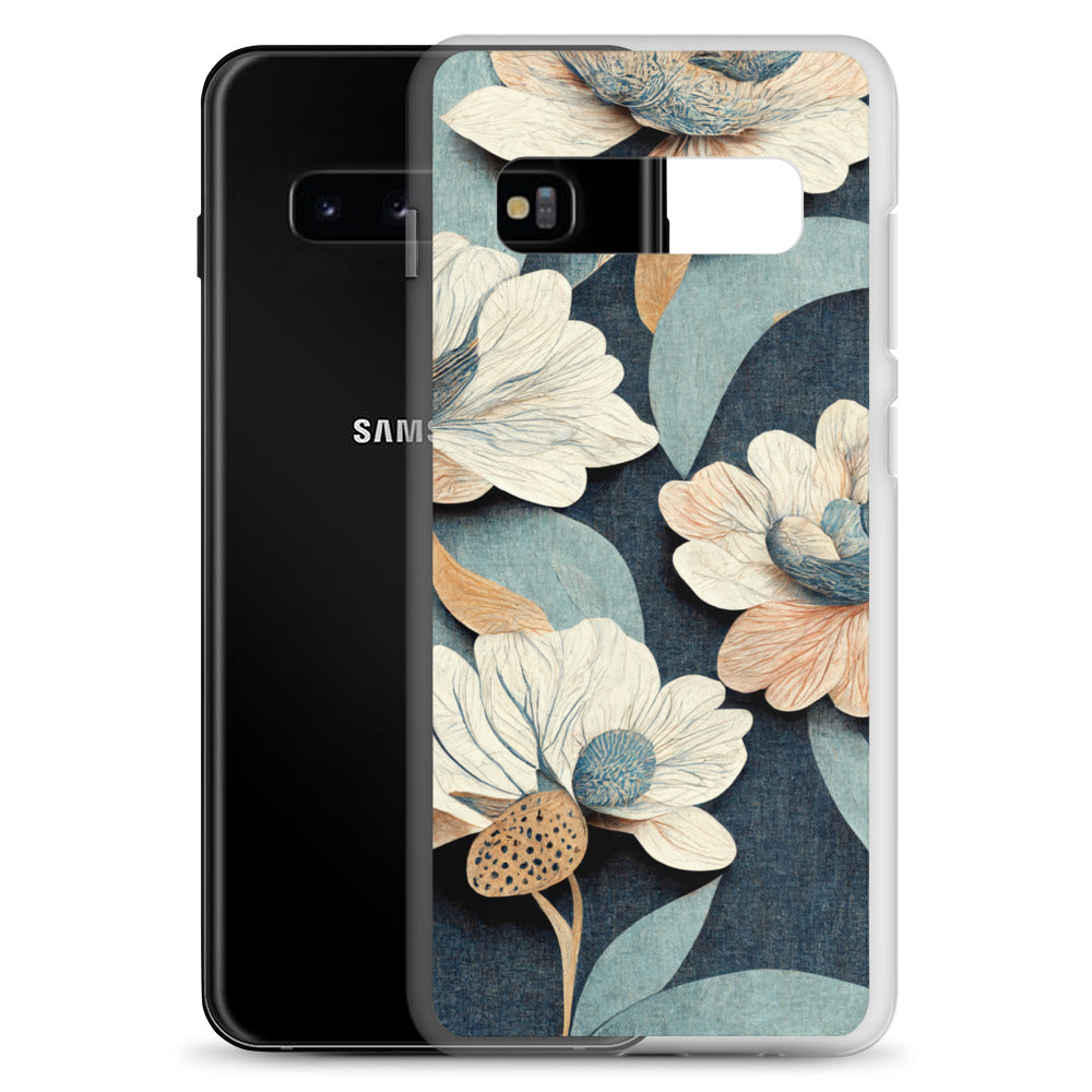 Samsung Case - Floral on Muted Blues