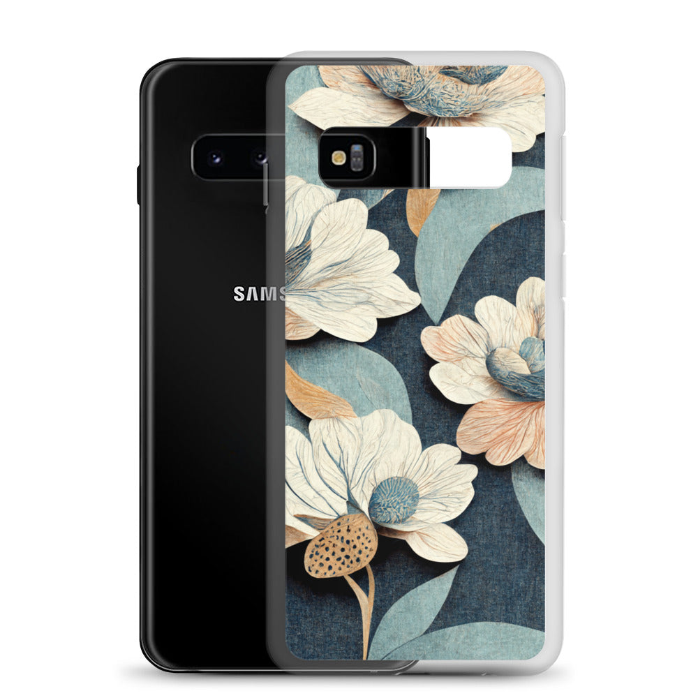 Samsung Case - Floral on Muted Blues