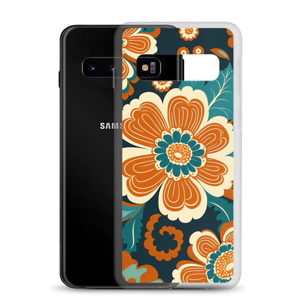 Samsung Case - Orange and Turquoise Blossom