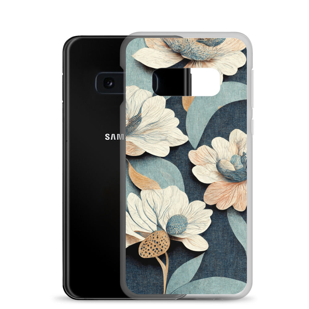 Samsung Case - Floral on Muted Blues