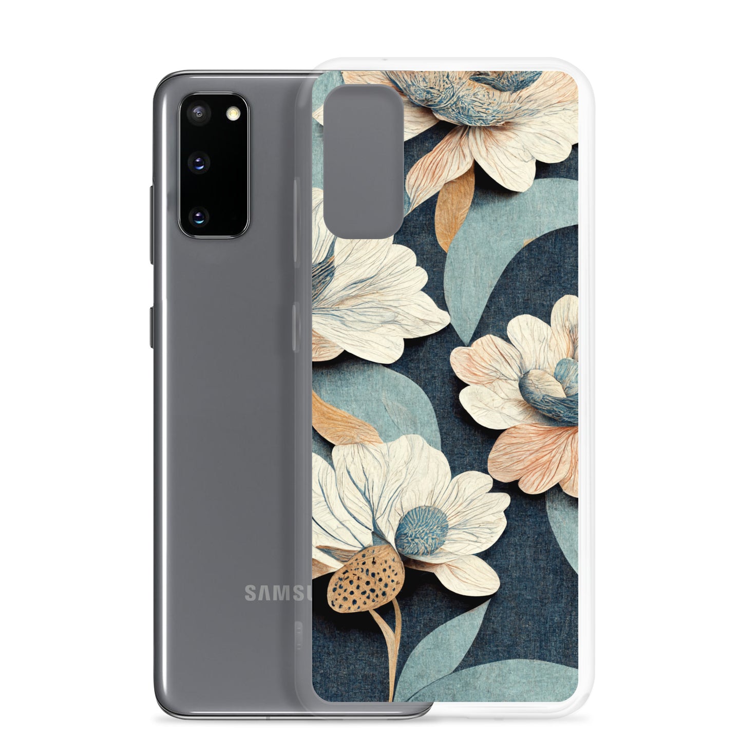 Samsung Case - Floral on Muted Blues