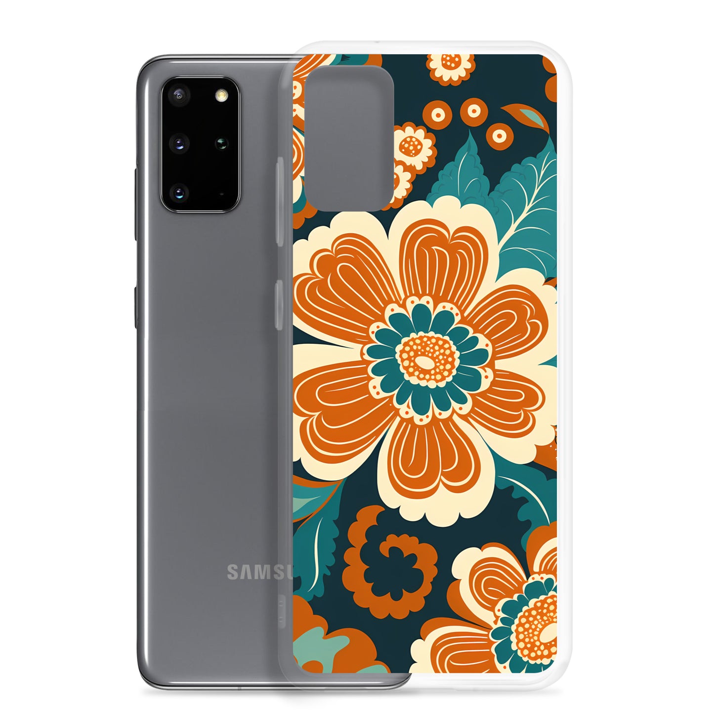 Samsung Case - Orange and Turquoise Blossom