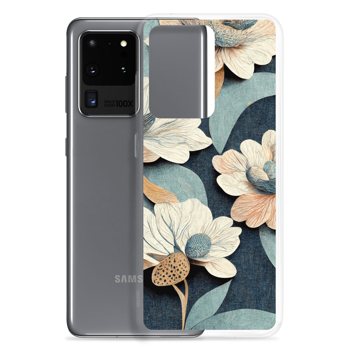 Samsung Case - Floral on Muted Blues