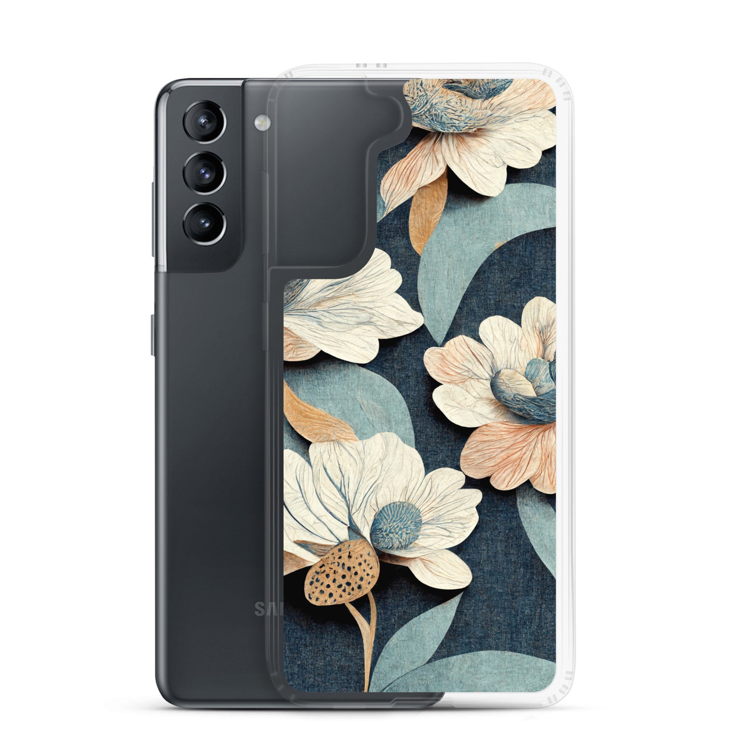 Samsung Case - Floral on Muted Blues