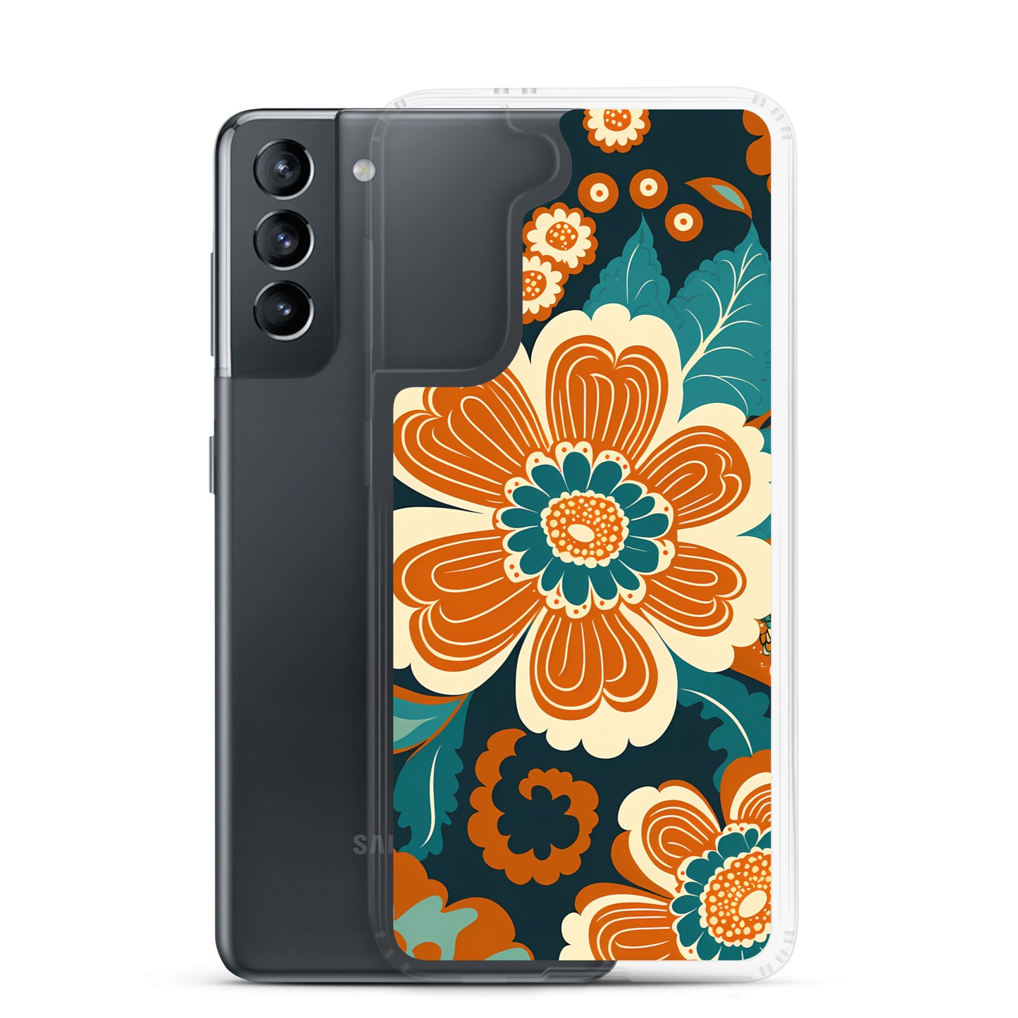 Samsung Case - Orange and Turquoise Blossom