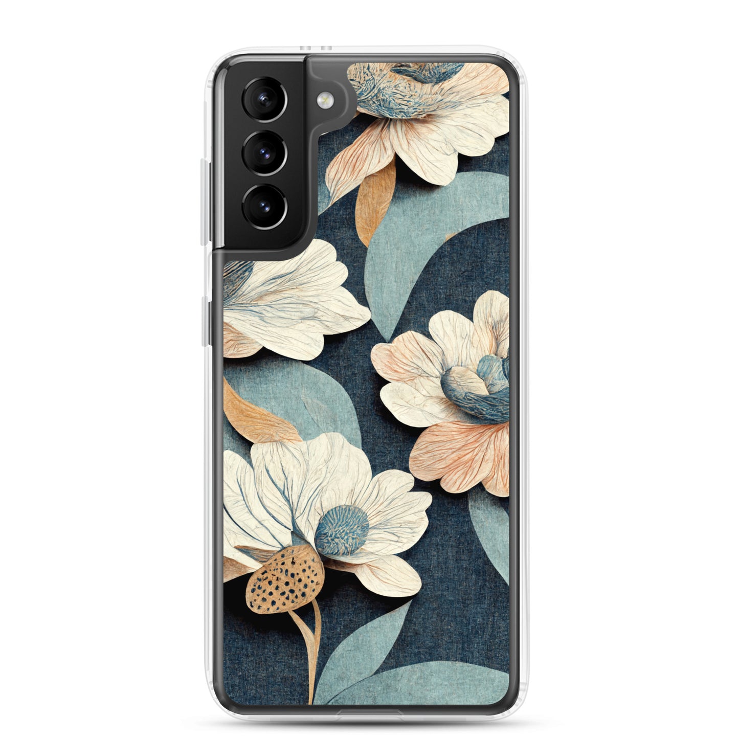 Samsung Case - Floral on Muted Blues