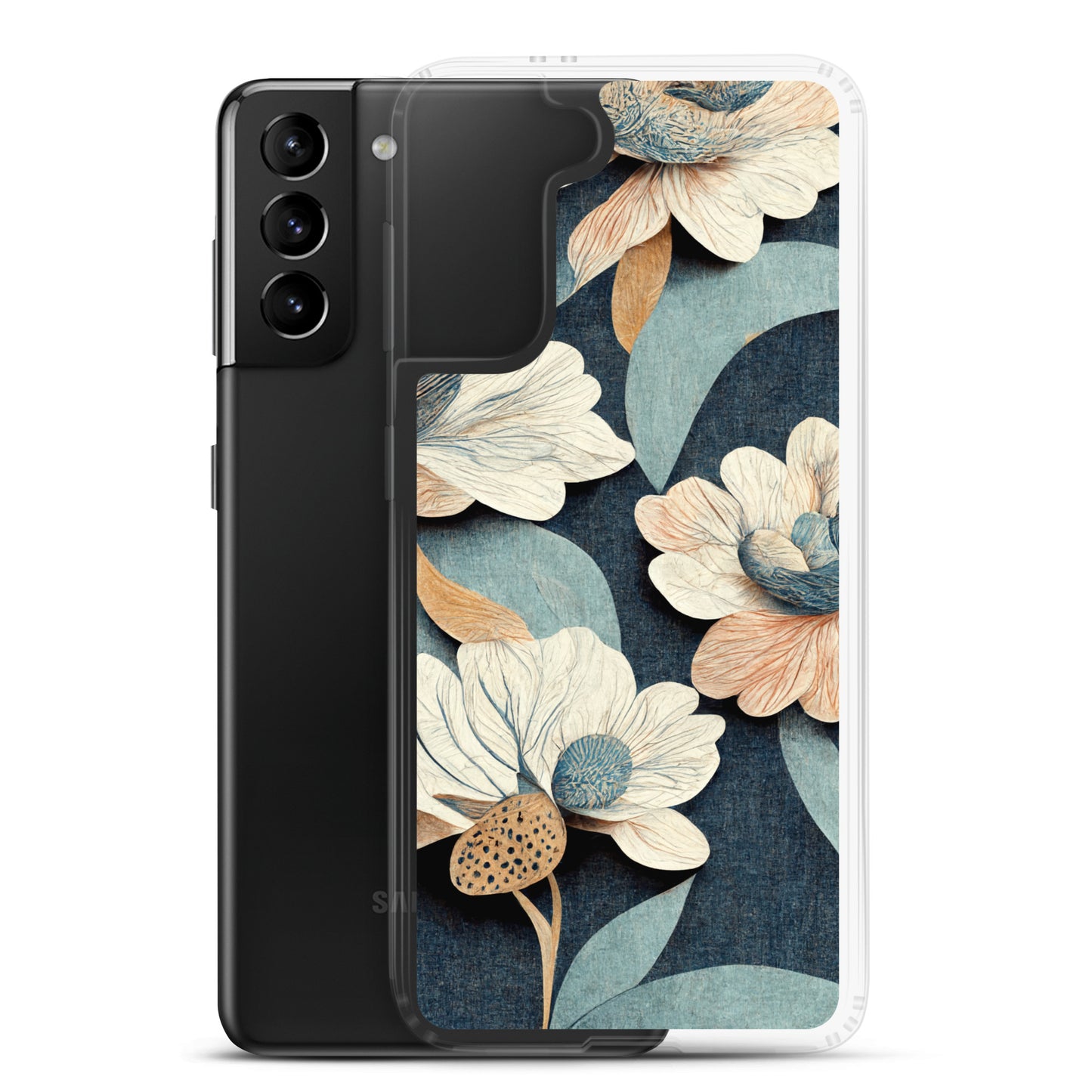 Samsung Case - Floral on Muted Blues