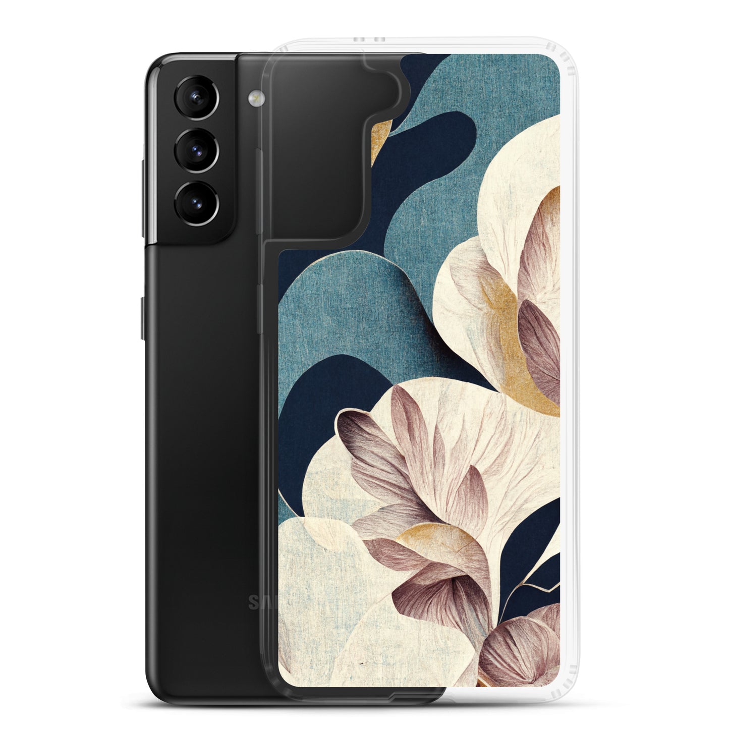 Samsung Case - Large Florals on Blue