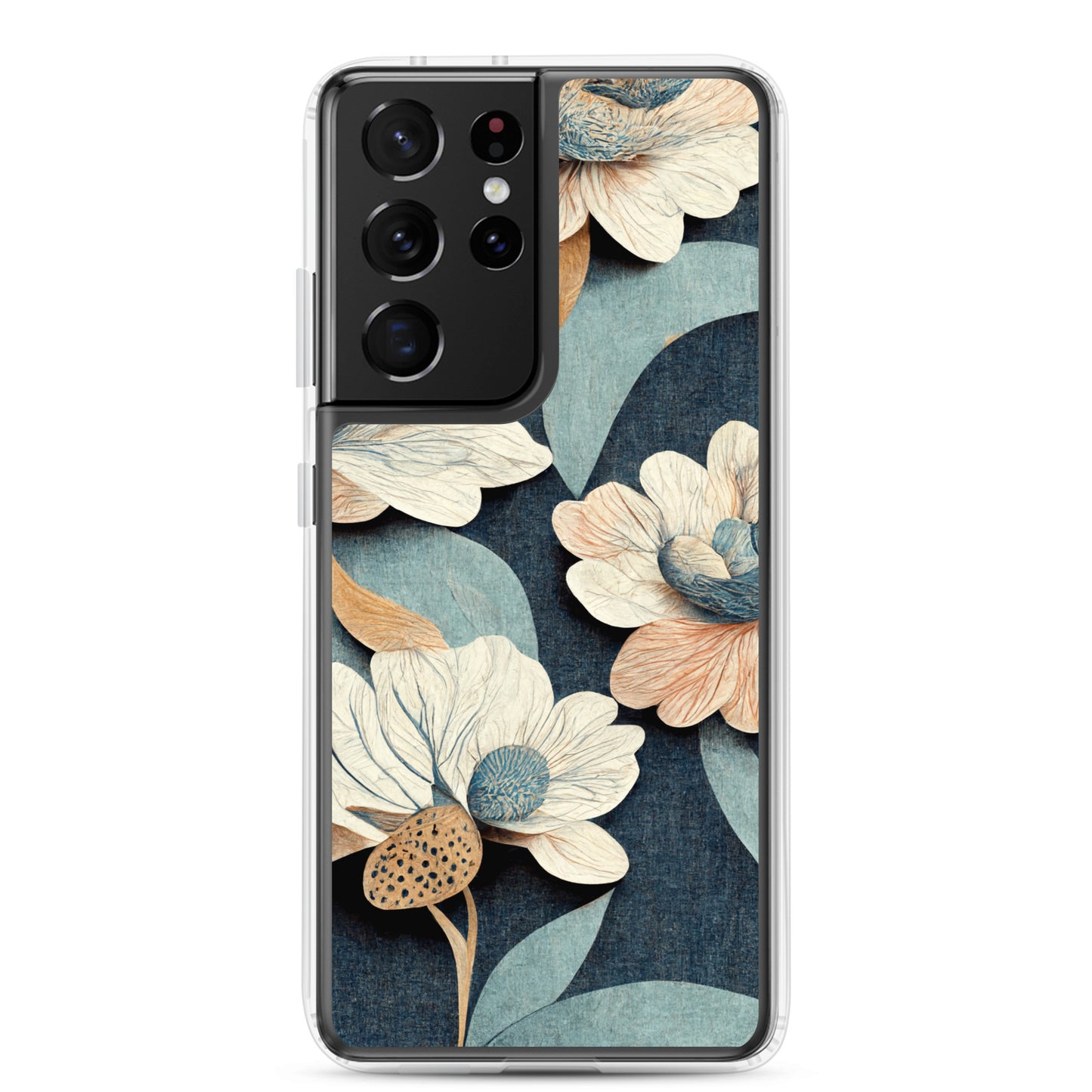 Samsung Case - Floral on Muted Blues