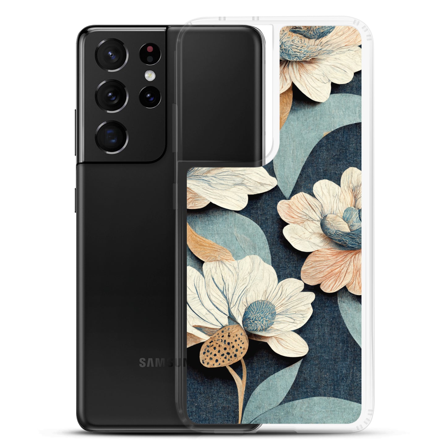 Samsung Case - Floral on Muted Blues