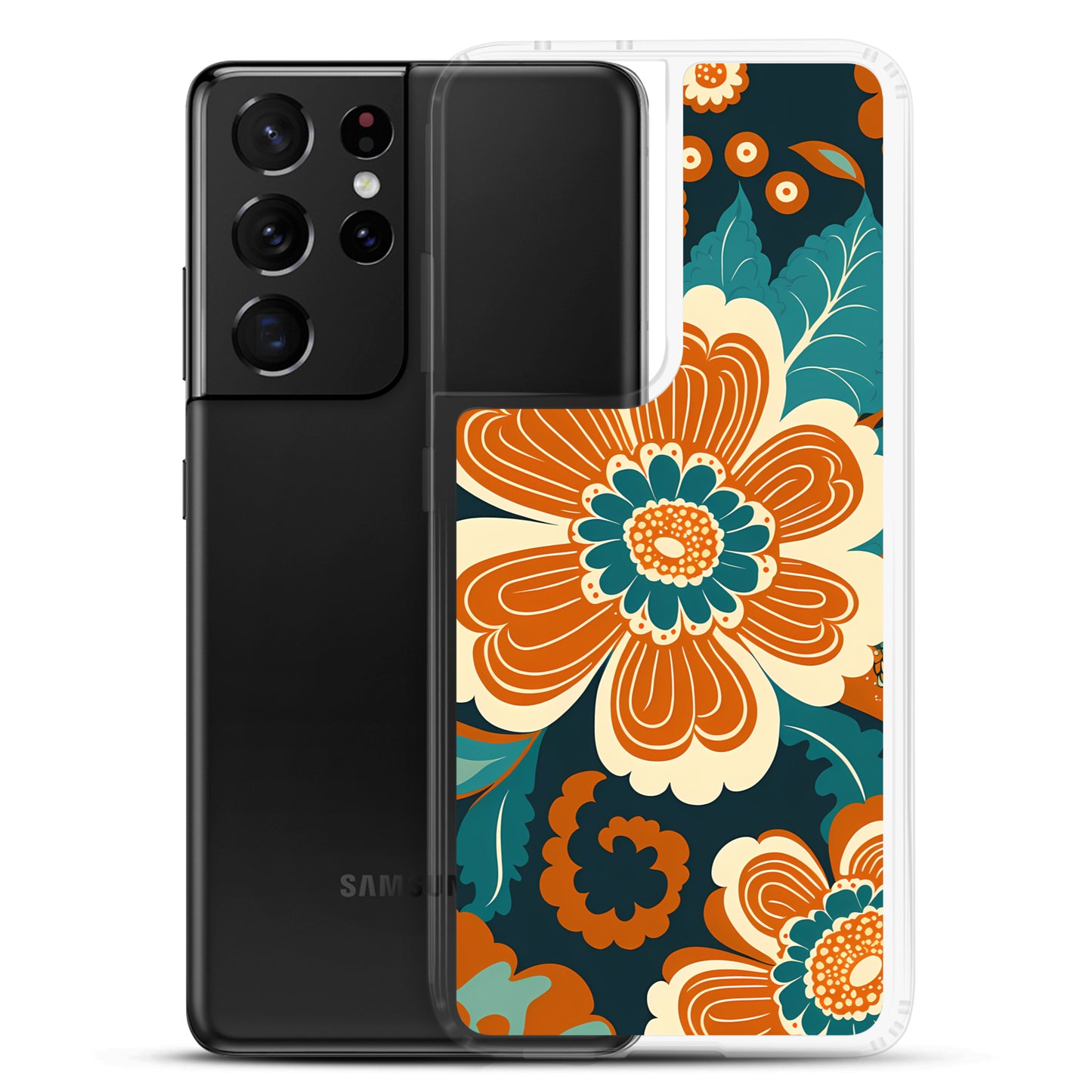 Samsung Case - Orange and Turquoise Blossom